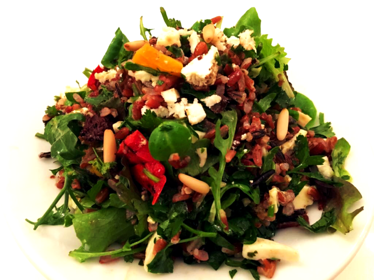 Dead-easy red rice and halloumi salad