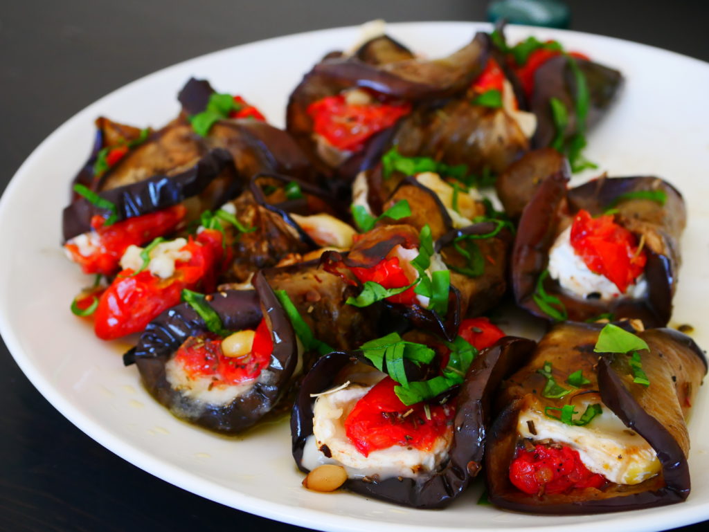 Eggplant goat cheese tomato