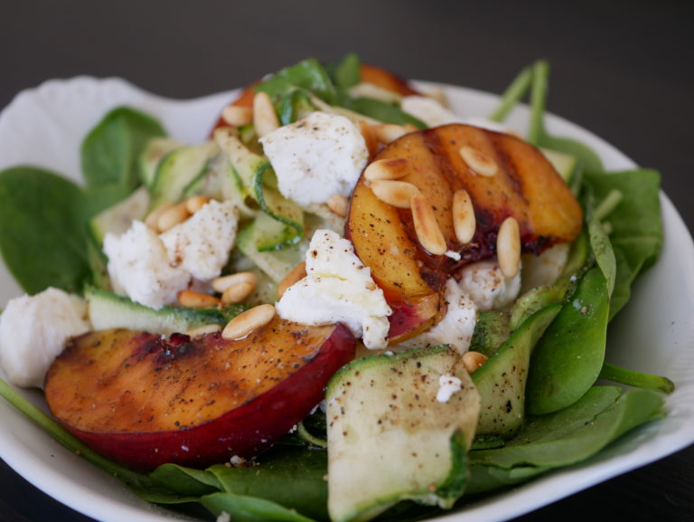 Nectarine goat cheese BBQ salad