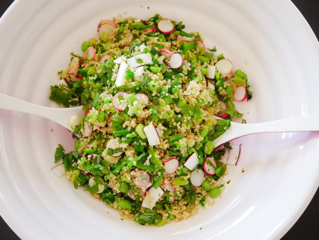 Fresh snow pea quinoa salad