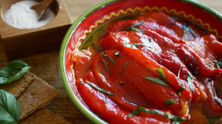 Marinated red bell peppers
