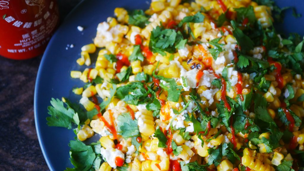 Mexican sriracha street corn salad