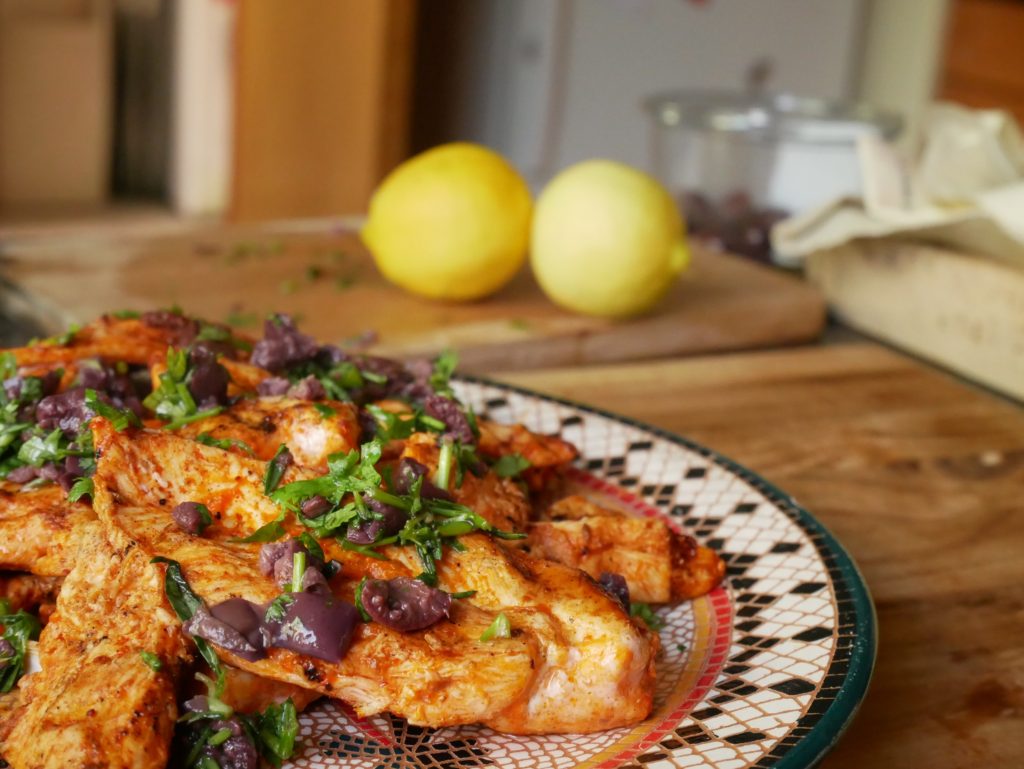 harissa chicken with kalamata olives