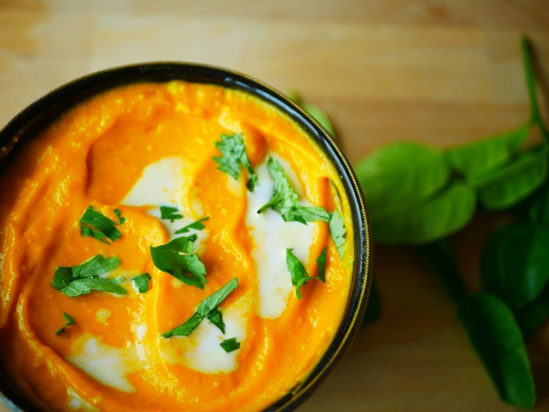 Ginger kaffir lime carrot soup