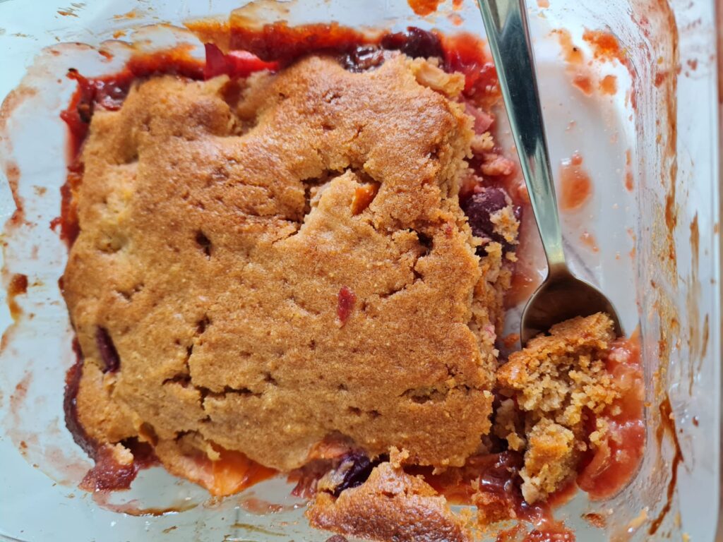 Stone fruit polenta cobbler