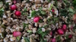 Freekeh salad with pomegranate and herbs